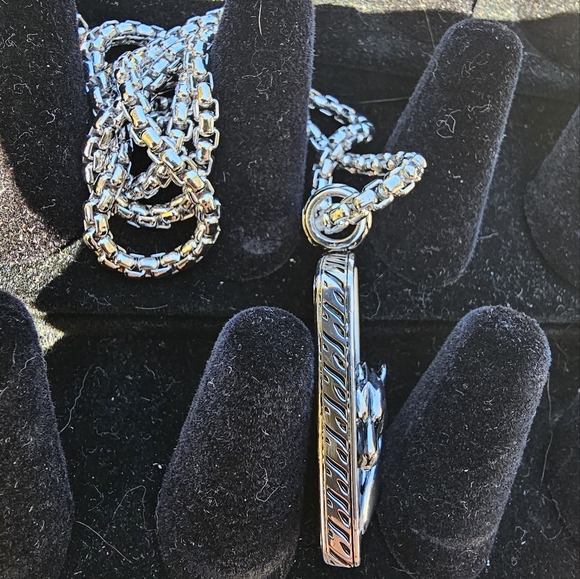 EFFY Men's 925 Sterling Silver Onyx Dog Tag Pendant, 28.40 TCW - Picture 8 of 9